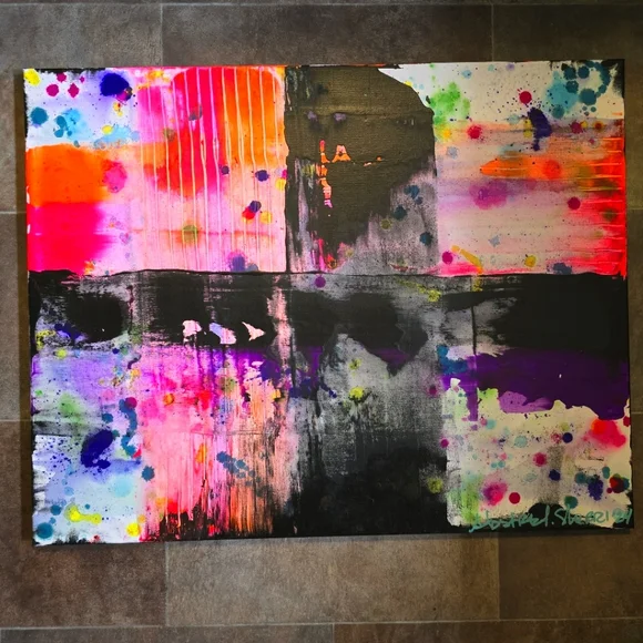 HANDCRAFTED Abstract Painting HANDPAINTED Wall Art Decor HANDMADE Artwork 22x28 - Picture 3 of 17